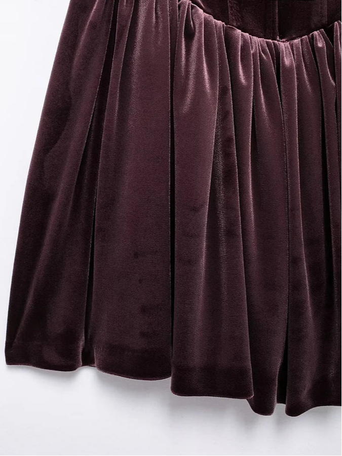U Burgundy Velvet Mini Dress