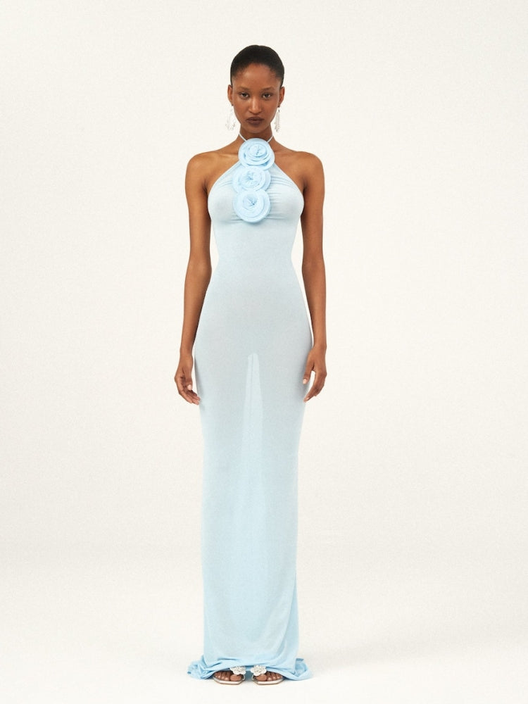 EMY Light-Blue Halter Dress