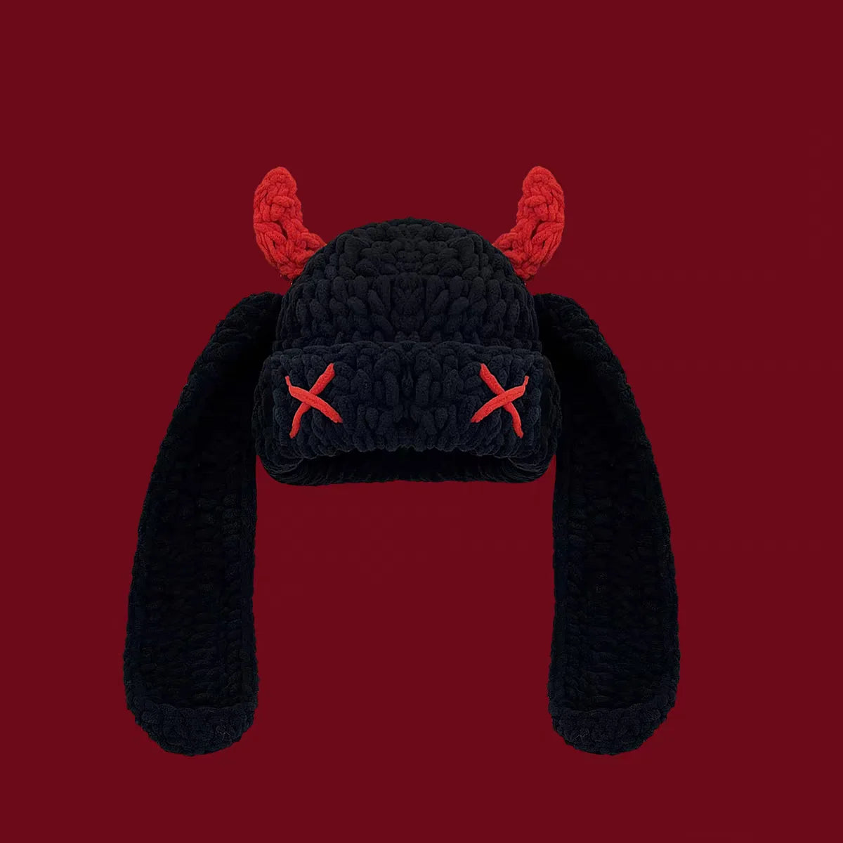 Devil Horn Long Ear Knit Hat