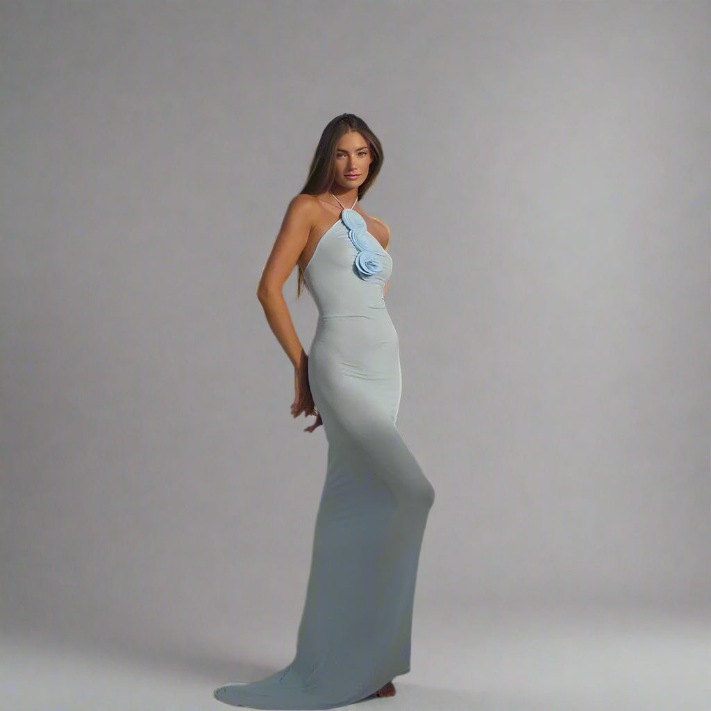 EMY Light-Blue Halter Dress