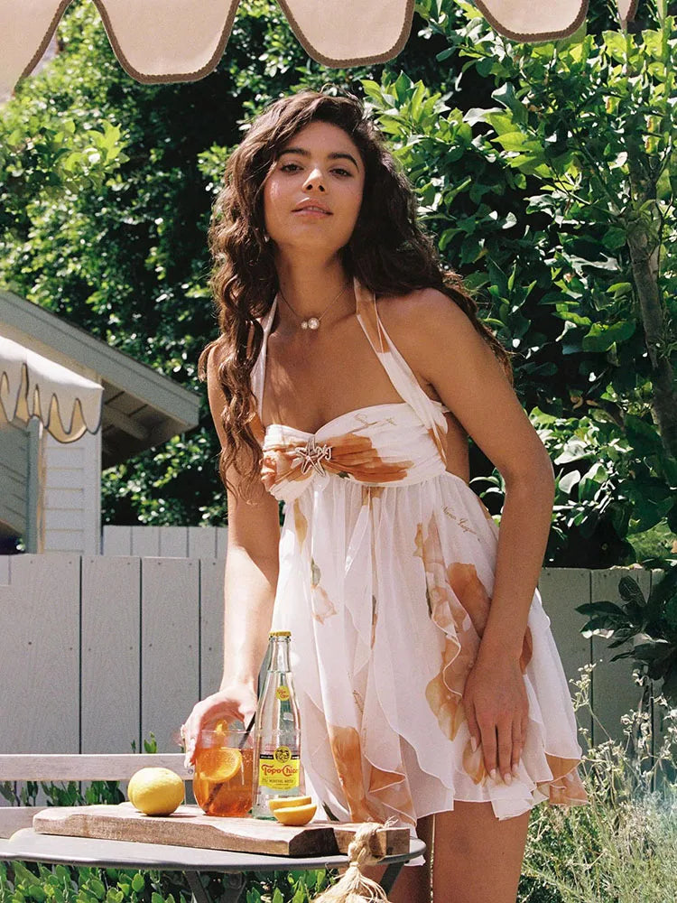 Metallic Starfish Halter Mini Dress