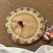 Mushroom Jacquard Knit Beret