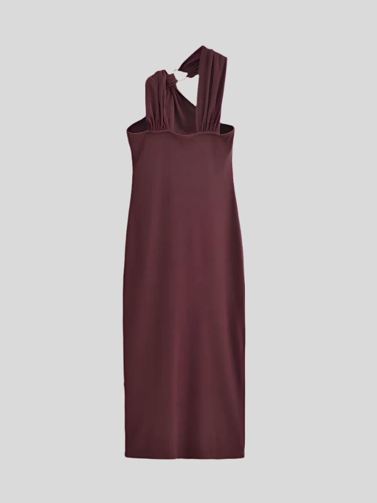 JI Brown Halter Dress