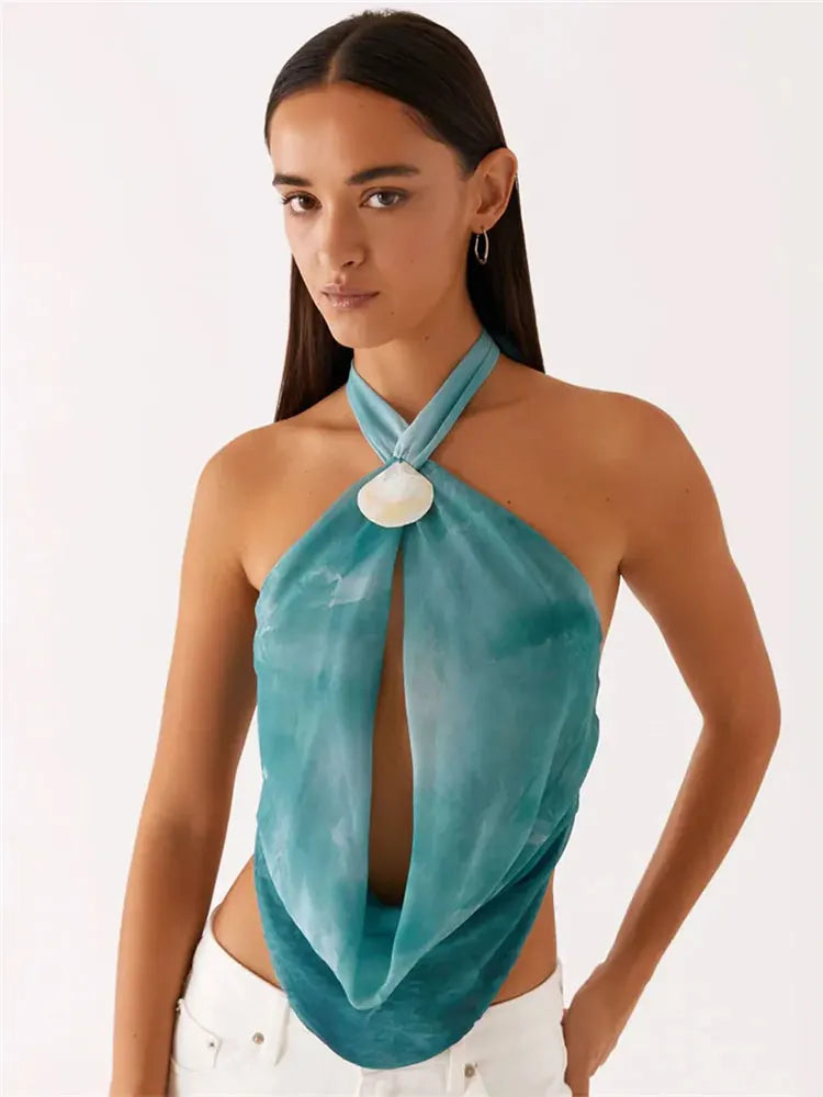 Tie-Dye Halter Mini Dress – Backless & Bold