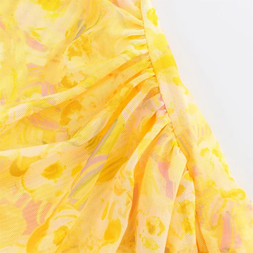 Yellow Fringe Mini Dress U