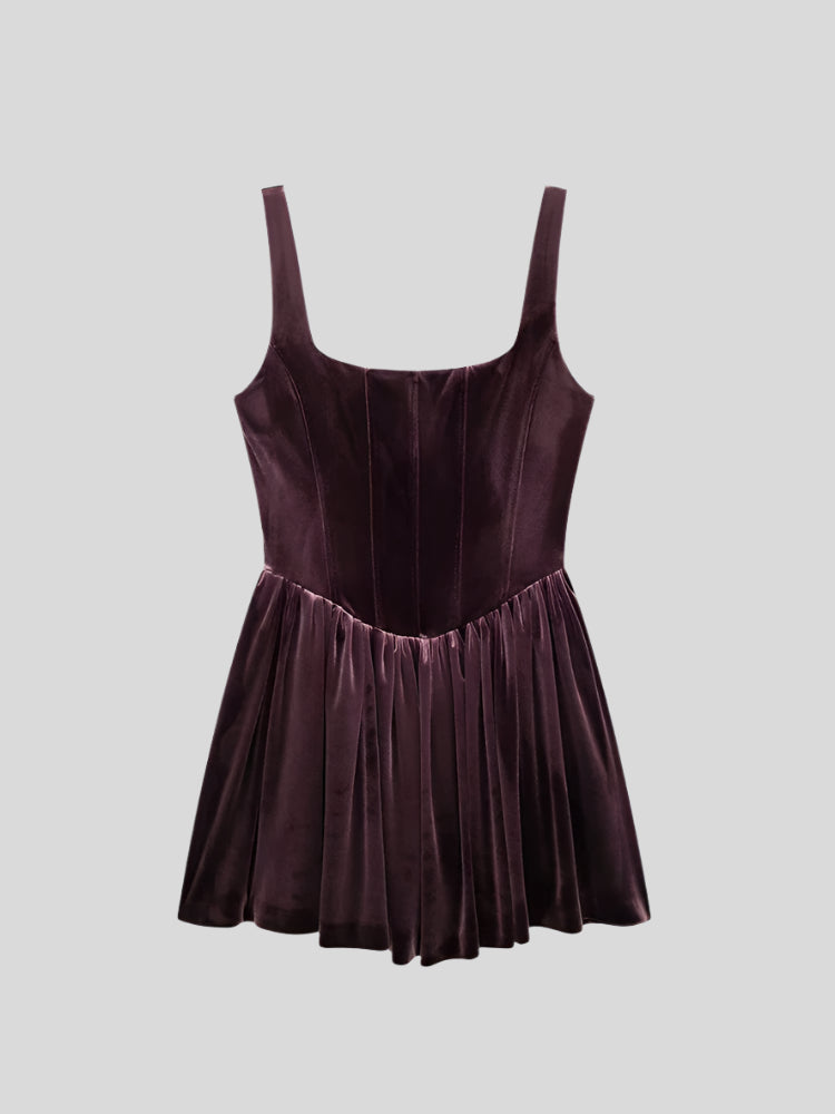 U Burgundy Velvet Mini Dress