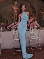 EMY Light-Blue Halter Dress