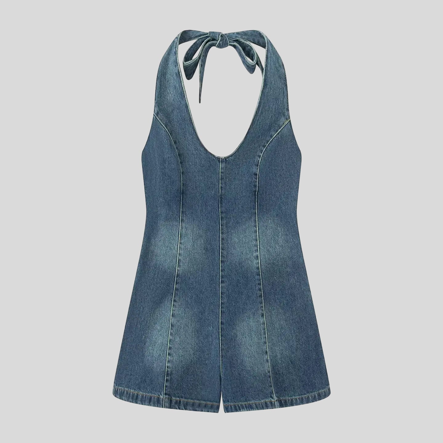 Short denim overalls