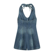 Short denim overalls