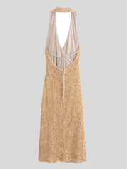 JOL Sequin Halter Evening Dress