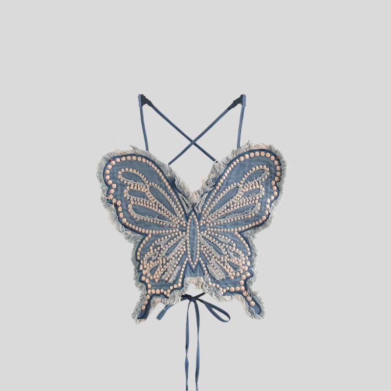 גופיית גינס פרפר עם ניטים דגם Butterfly