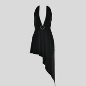 Tiered Black Open-Back Dress