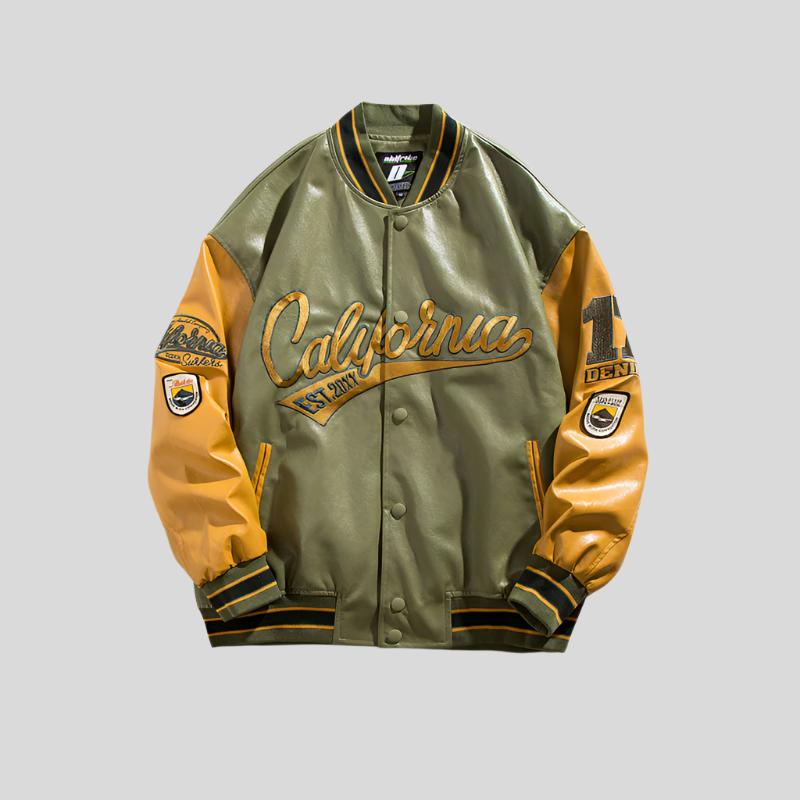 American-Style Leather Baseball Coat