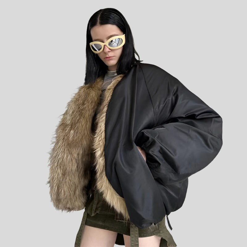 Down Coat with Fur Trim