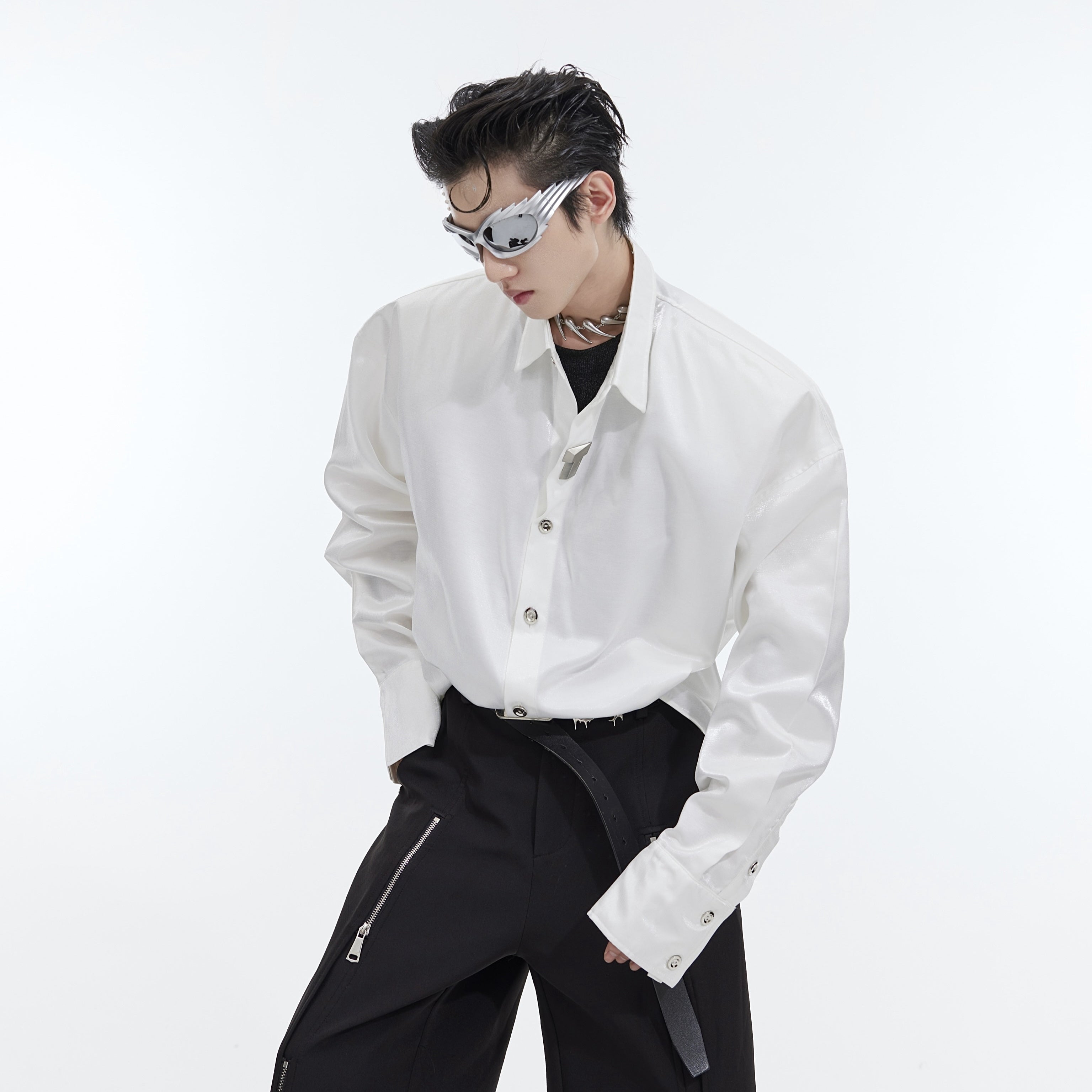 Elegant Cotton Shirt with Buckle