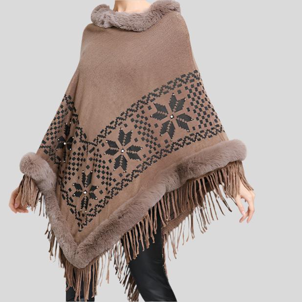 Textured Fur Poncho