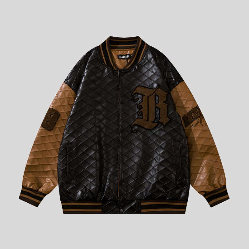 HR Embroidered Letter Baseball Coat