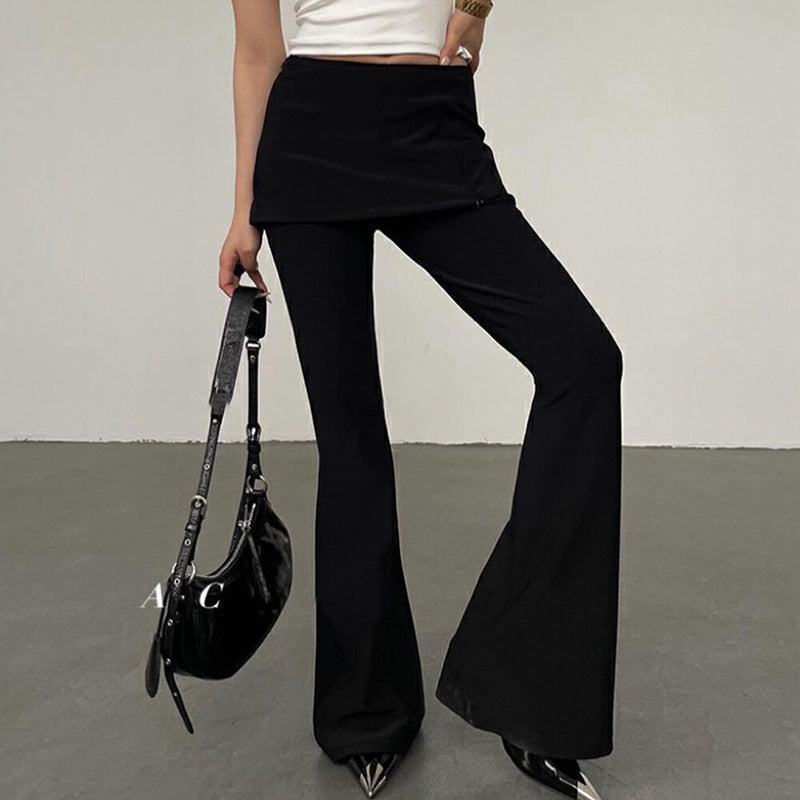 FI Black Flare Pants with Mini Skirt