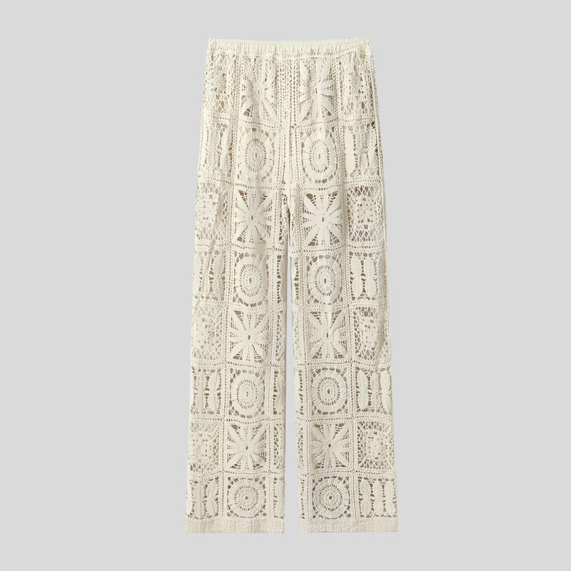 White Woven Floral Lace Set