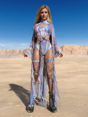 Rave Disco Set Women, Psychedelic Woman Clothing, Women Rave Set, Festival Clothing, Woman Outfit, Festival Outfit, Rave Kimono Set Woman