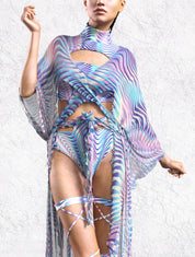 Rave Disco Set Women, Psychedelic Woman Clothing, Women Rave Set, Festival Clothing, Woman Outfit, Festival Outfit, Rave Kimono Set Woman