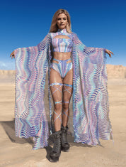 Rave Disco Set Women, Psychedelic Woman Clothing, Women Rave Set, Festival Clothing, Woman Outfit, Festival Outfit, Rave Kimono Set Woman