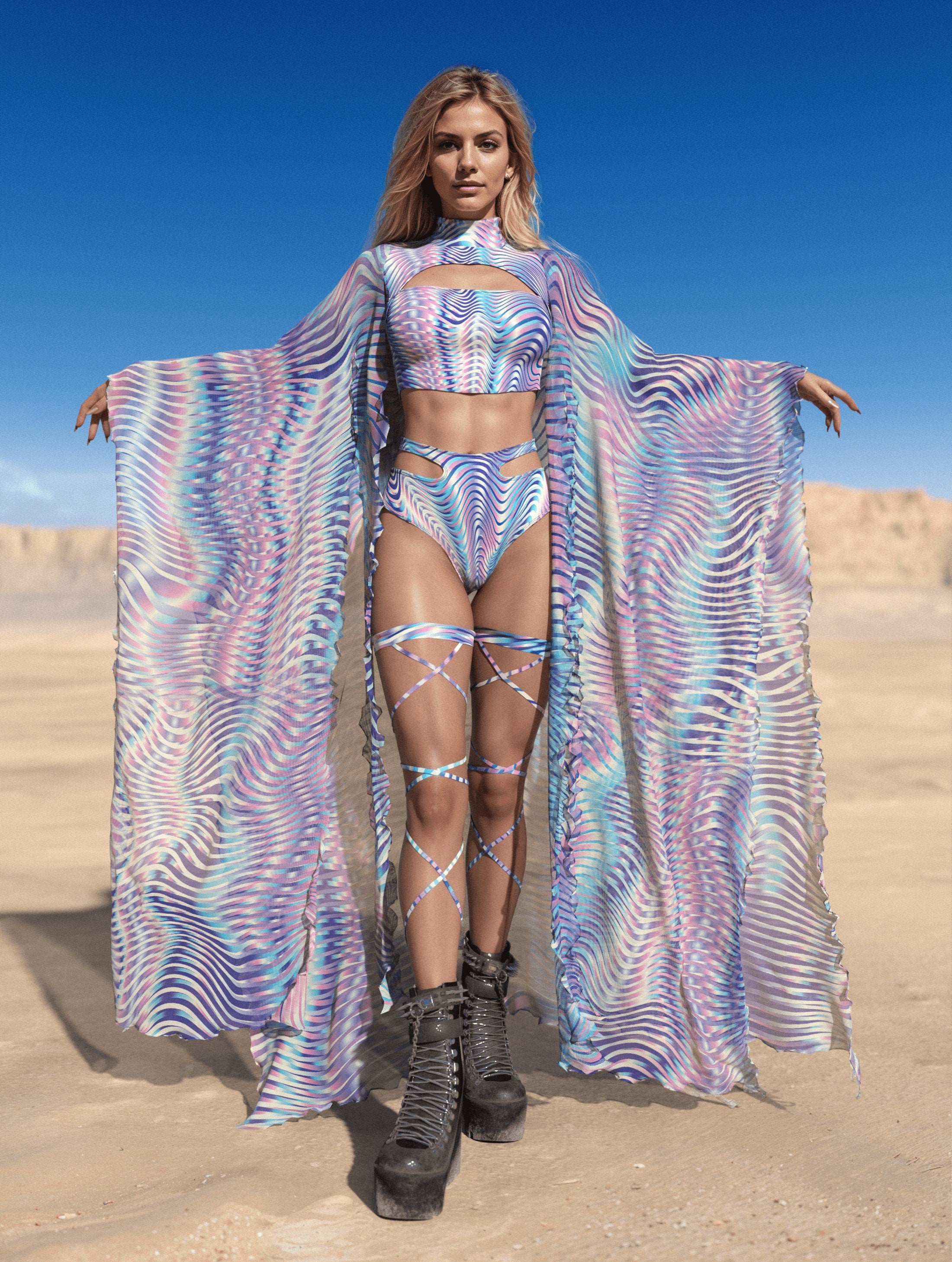 Rave Disco Set Women, Psychedelic Woman Clothing, Women Rave Set, Festival Clothing, Woman Outfit, Festival Outfit, Rave Kimono Set Woman
