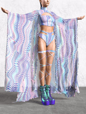 Rave Disco Set Women, Psychedelic Woman Clothing, Women Rave Set, Festival Clothing, Woman Outfit, Festival Outfit, Rave Kimono Set Woman