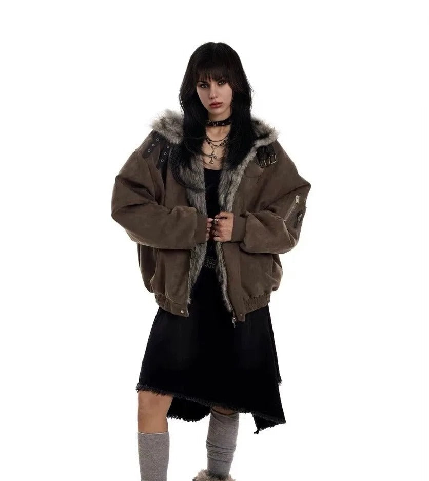 Fleece-Lined Cotton Winter Coat