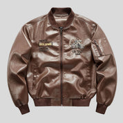 CHIN Embroidered Leather Biker Jacket