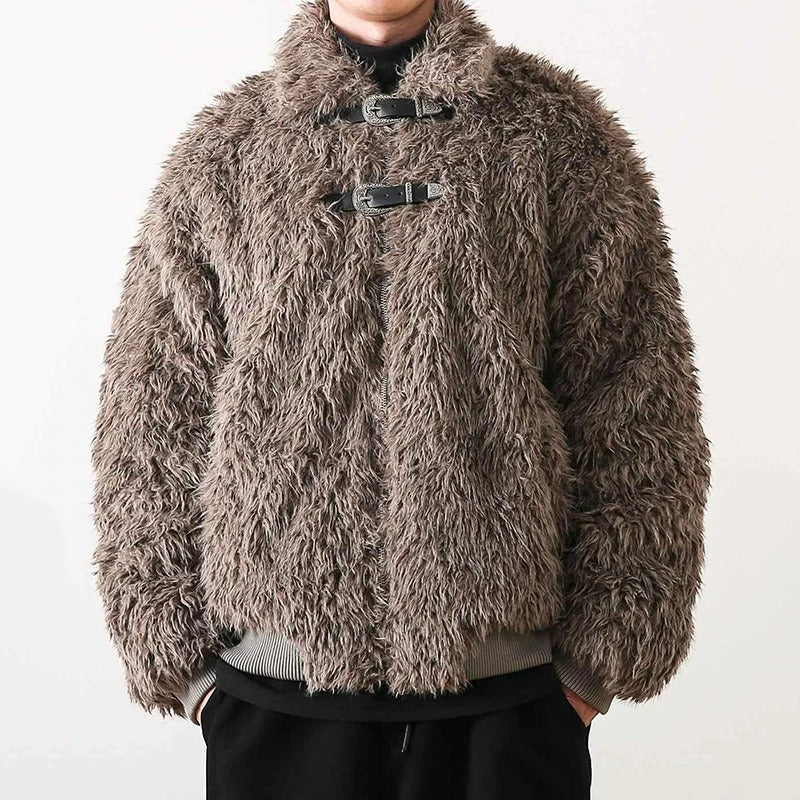 MOON Warm Fur Jacket with Buckle